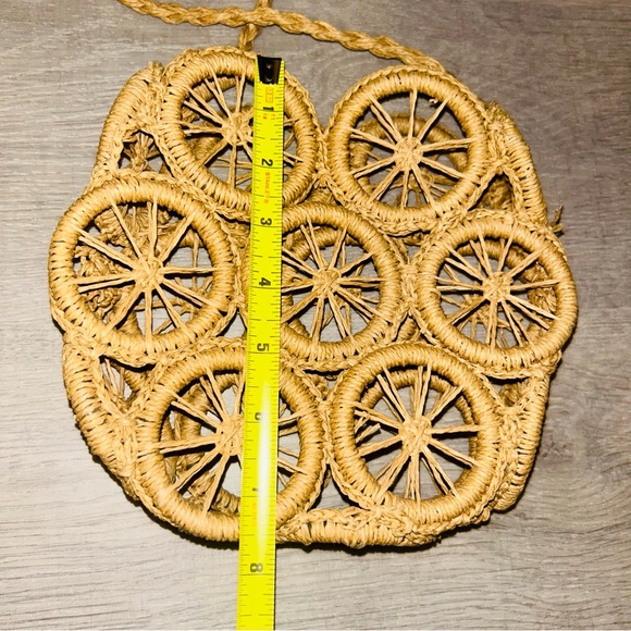 WICKER Woven Lemon Orange Geometric Unique Shoulder Bag Gathering Basket Decor - Picture 6 of 8